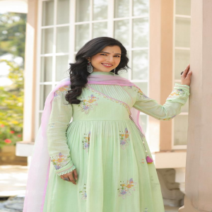Sage Floral Angrakha Set